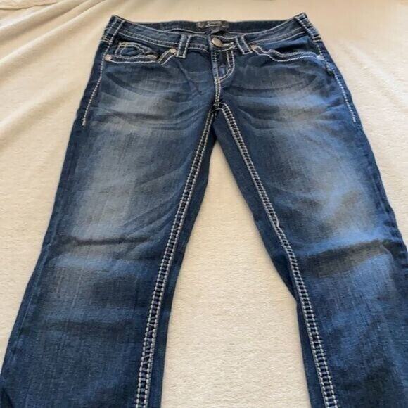 Silver Jeans Womens 28 Blue Aiko Crop Straight Denim Stretch Western - Picture 9 of 9